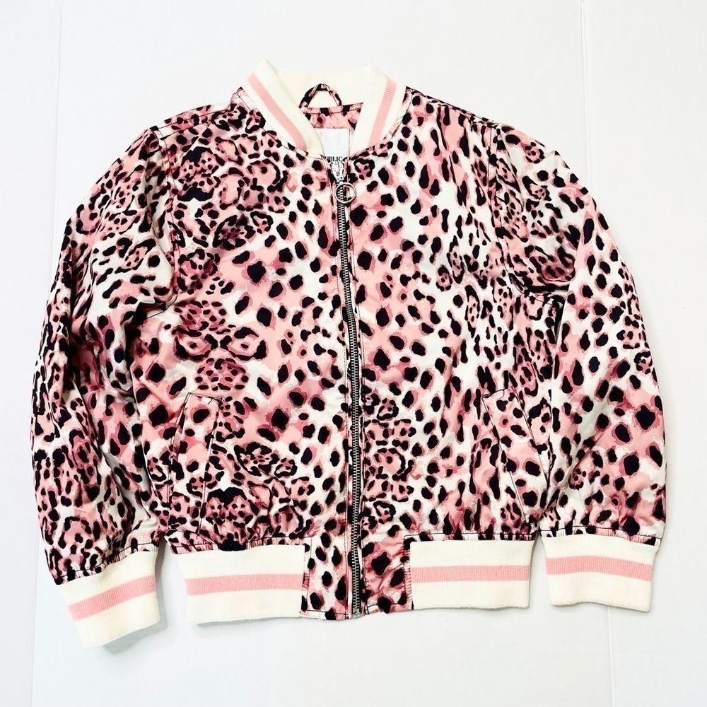 URBAN Republic Girl’s Pink Leopard Animal Print Bomber Jacket Size L/6X